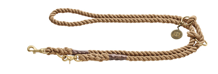 LIST Training leash - Hunter Pet Store -nautical rope look -robust braiding -brass fittings -detachable brass badge -individually adjustable (rings are secured with knots that can be slid up the leash) -Ahoy there!