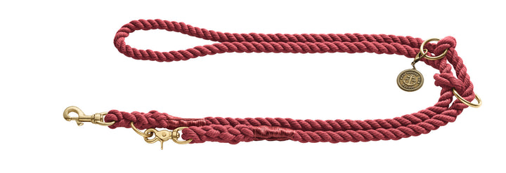 LIST Training leash - Hunter Pet Store -nautical rope look -robust braiding -brass fittings -detachable brass badge -individually adjustable (rings are secured with knots that can be slid up the leash) -Ahoy there!