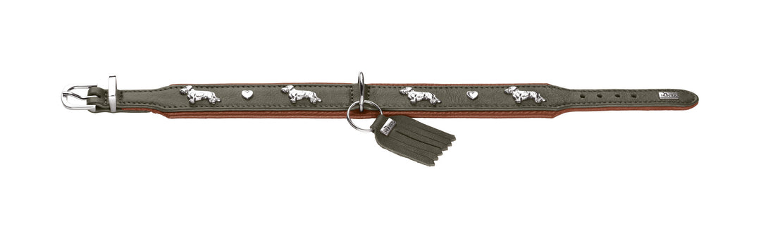 MÜNCHEN Dachshund Collar - Hunter Pet Store -Classic collar for dogs with eye-catching trimmings in traditional look -With premium leather from ecological and socially responsible production -Noble and luxurious - for the highest demands -Particularly soft and supple feel -Gentle processing for high wearing comfort -Made in Germany